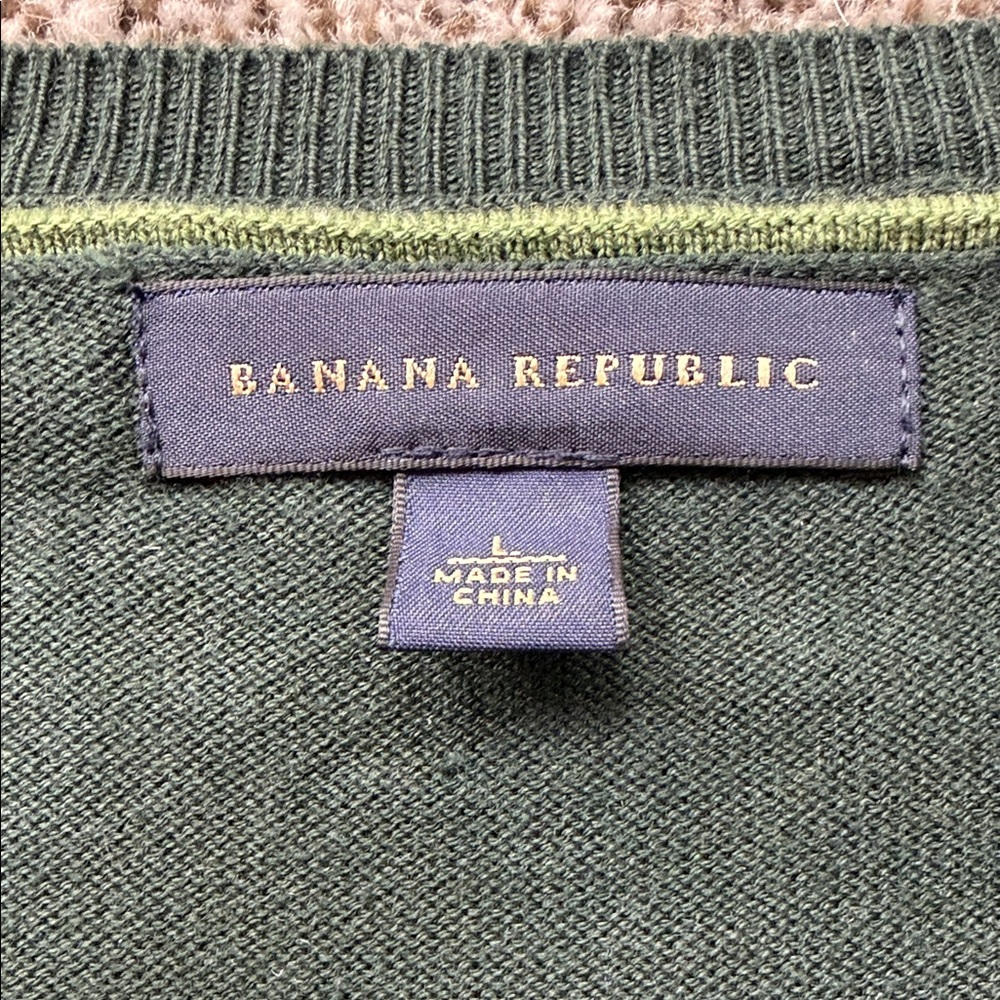 Banana Republic Silk and Cashmere Forest Green V-Neck Sweater - Picture 2 of 5